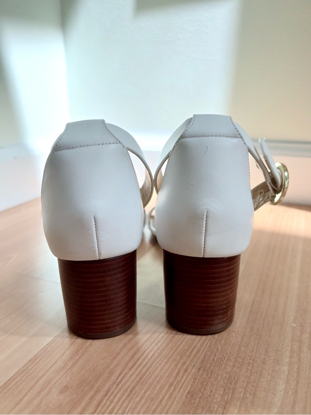 MICHAEL Michael Kors White Ankle-Strap Block Heel Sandals - Picture 3 of 12
